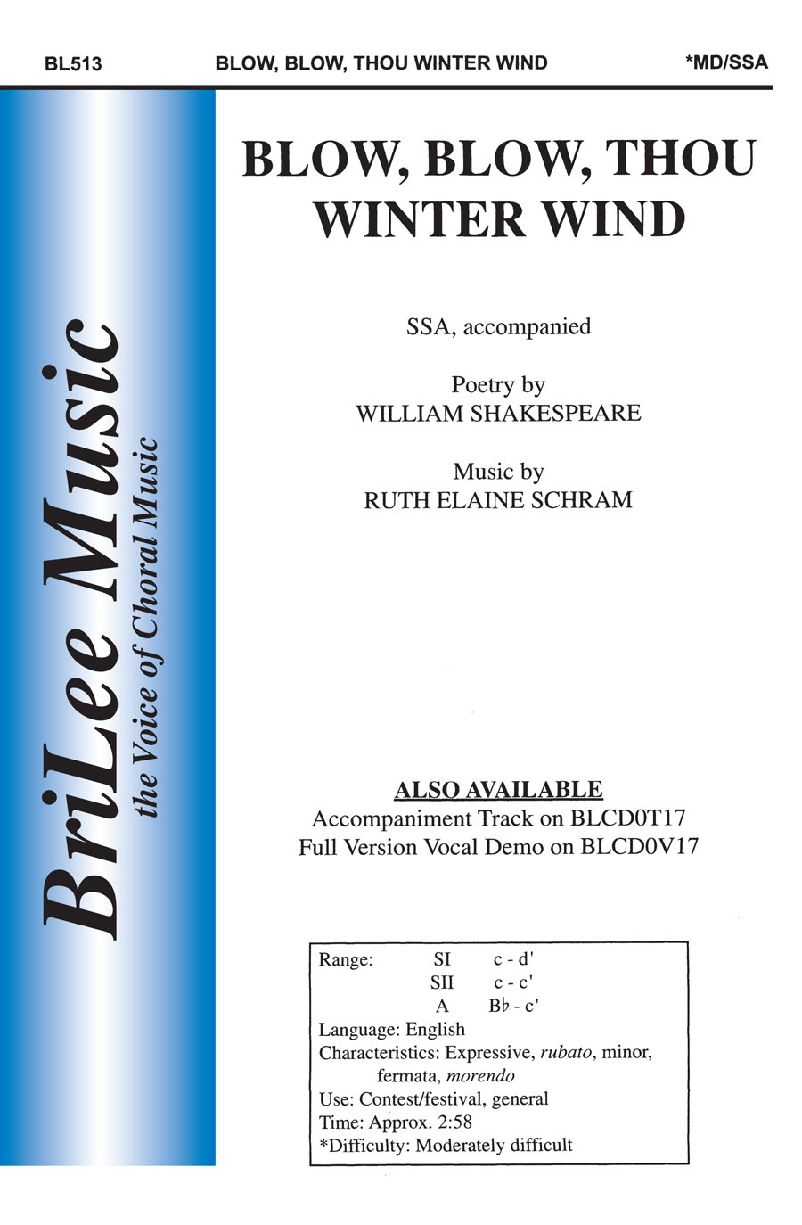 Blow Blow Thou Winter Wind Ssa By Ruth J W Pepper Sheet Music