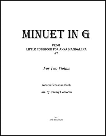 Minuet In G Violin Duet By Johann Se J W Pepper Sheet Music