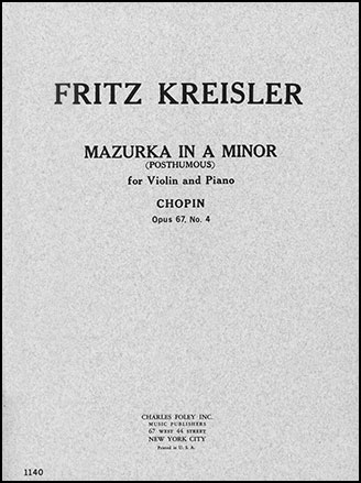 Mazurka in A minor, Op. 67, No. 4 (Violin ) | J.W. Pepper Sheet Music