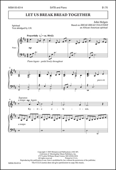 Let Us Break Bread Together (SATB ) arr. Joh | J.W. Pepper Sheet Music