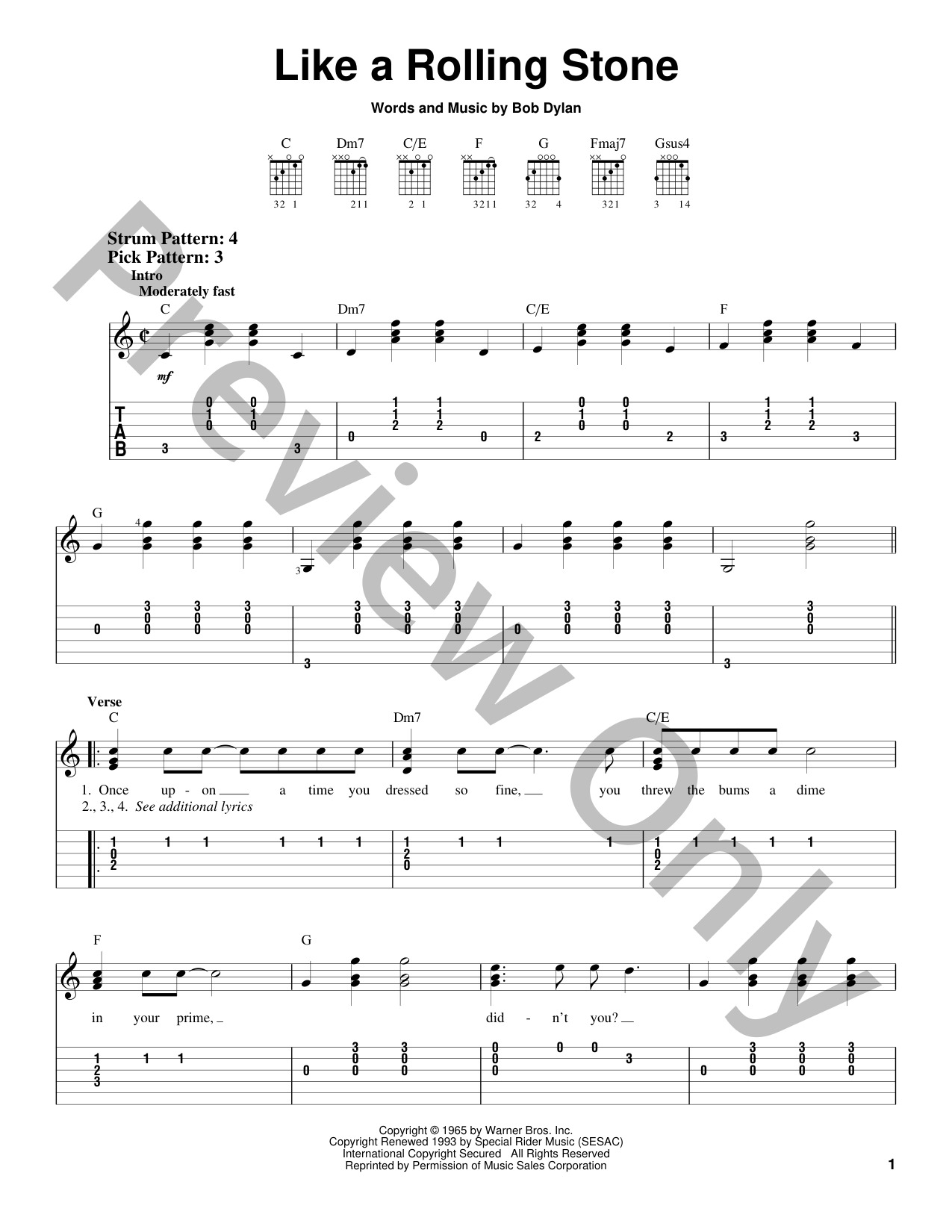 Like A Rolling Stone By Dylan B Jw Pepper Sheet Music