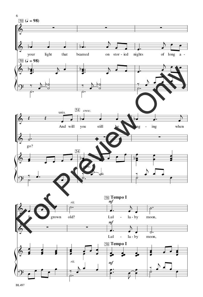 Lullaby Moon (SSA ) by Mark Patterson| J.W. Pepper Sheet Music