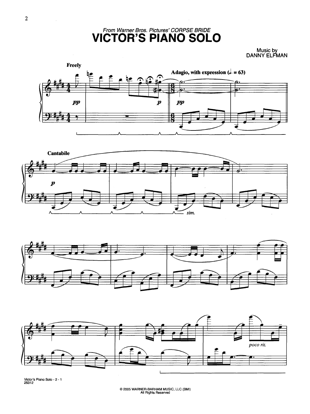 Victors Piano Solo by Danny Elfman| J.W. Pepper Sheet Music