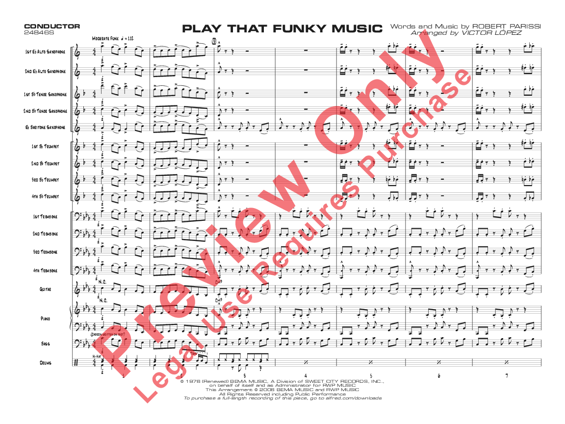 Play That Funky Music Horn Chart