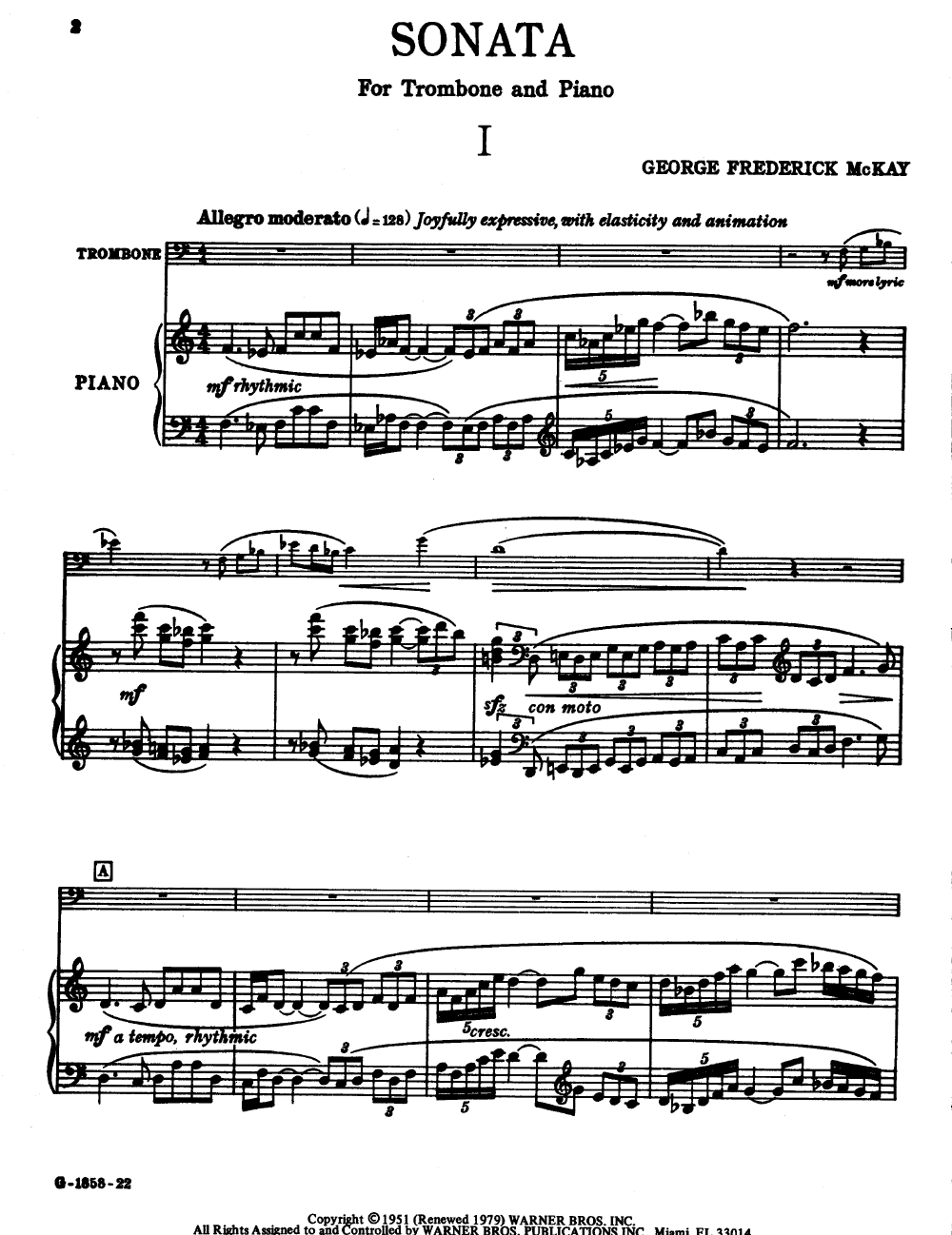 Sonata For Trombone And Piano (Trombone Solo | J.W. Pepper Sheet Music