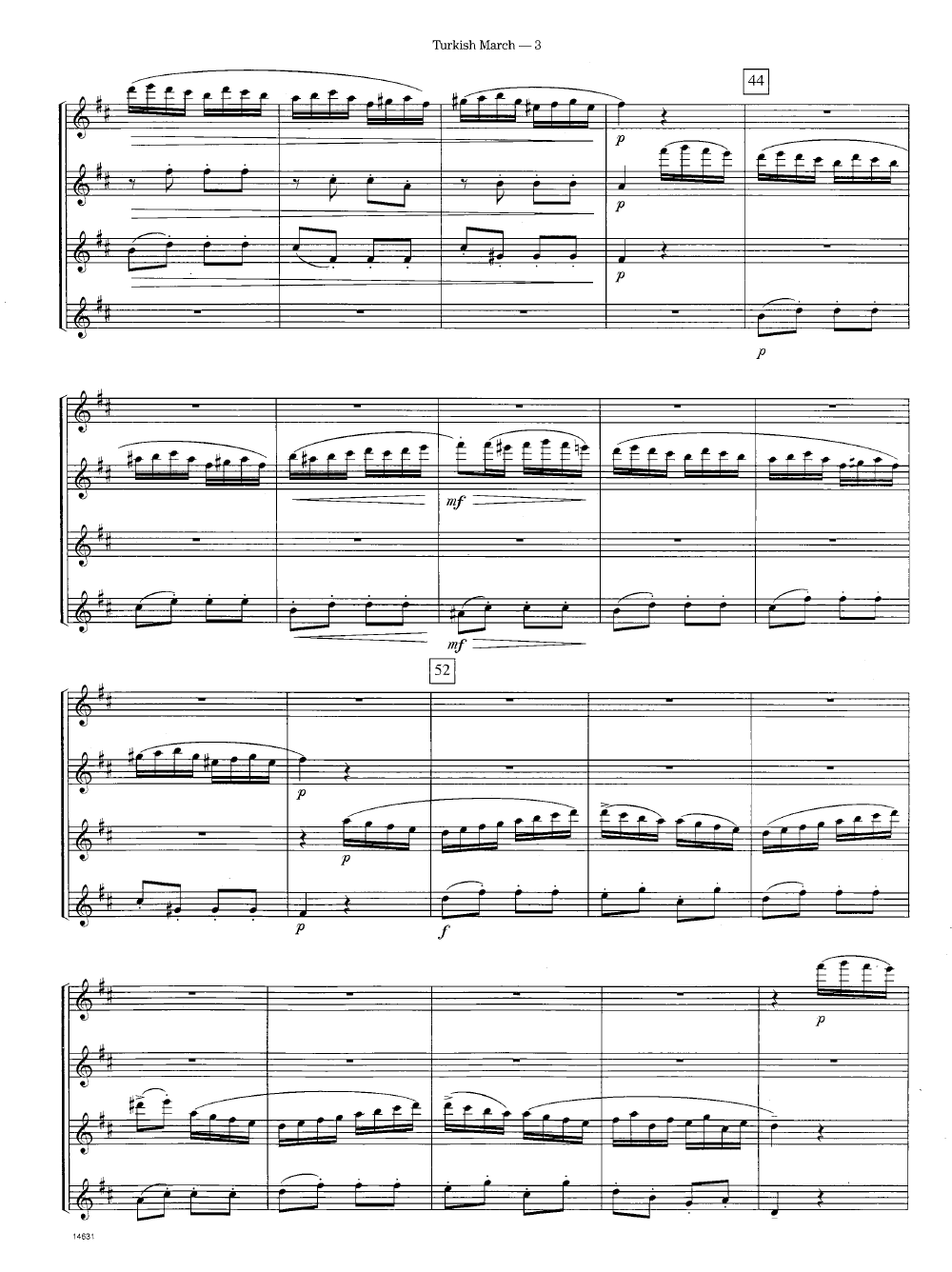 Turkish March (Flute Quartet ) by W. A | J.W. Pepper Sheet Music