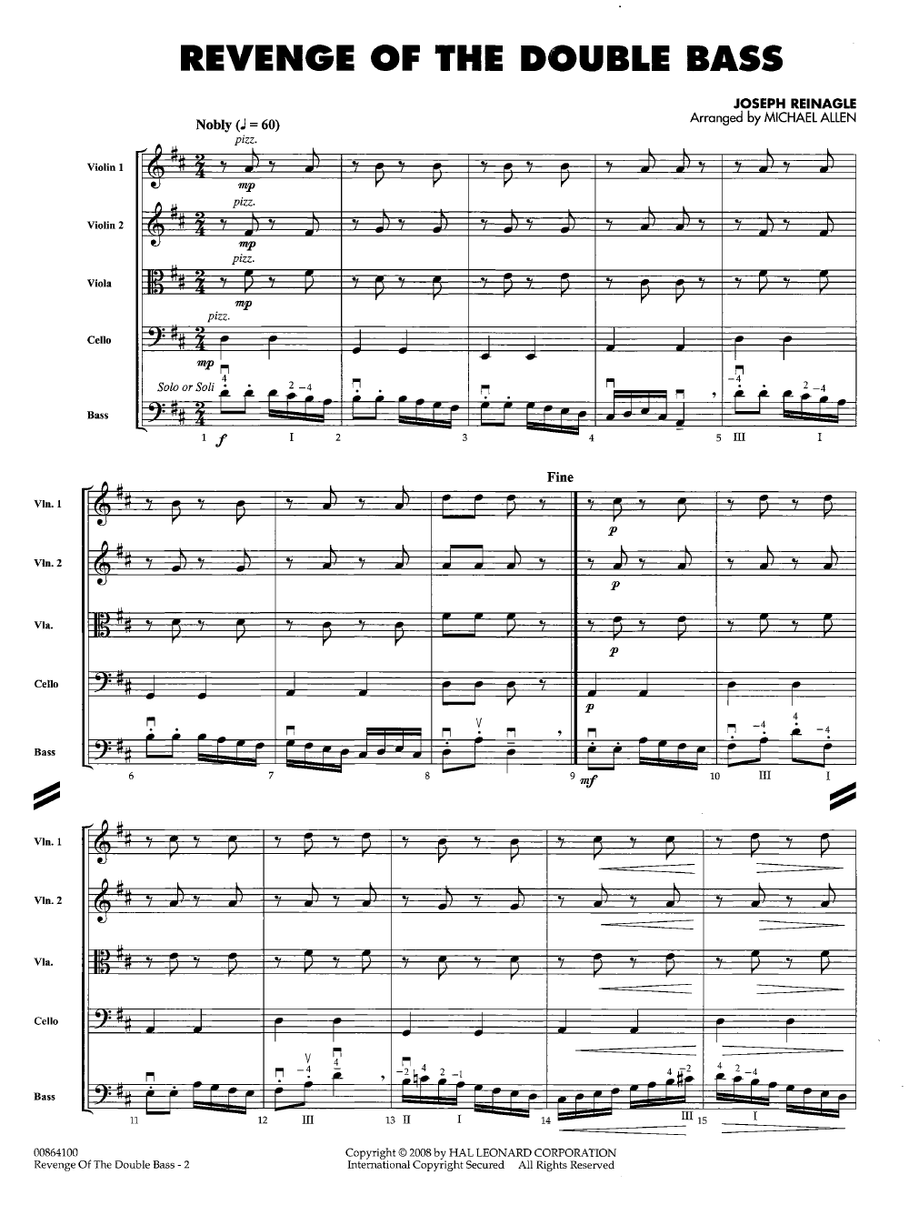 Revenge of the Double Bass by Joseph Reinagle/arr | J.W. Pepper Sheet Music