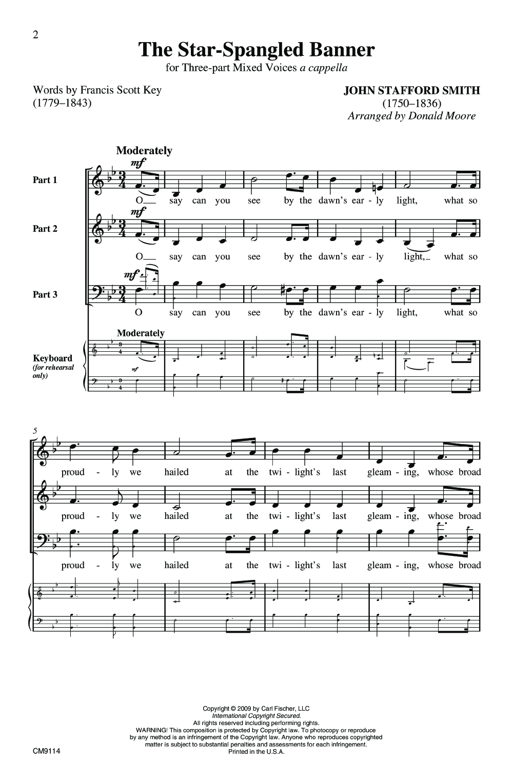 The Star Spangled Banner Three Part Mixed J W Pepper Sheet Music