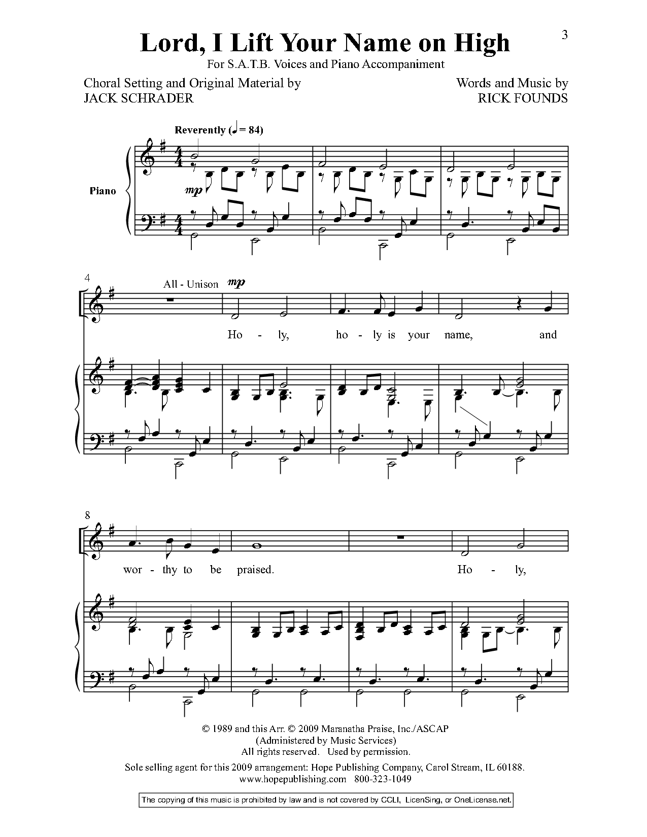 Lord, I Lift Your Name on High (SATB ) by Ri | J.W. Pepper Sheet Music