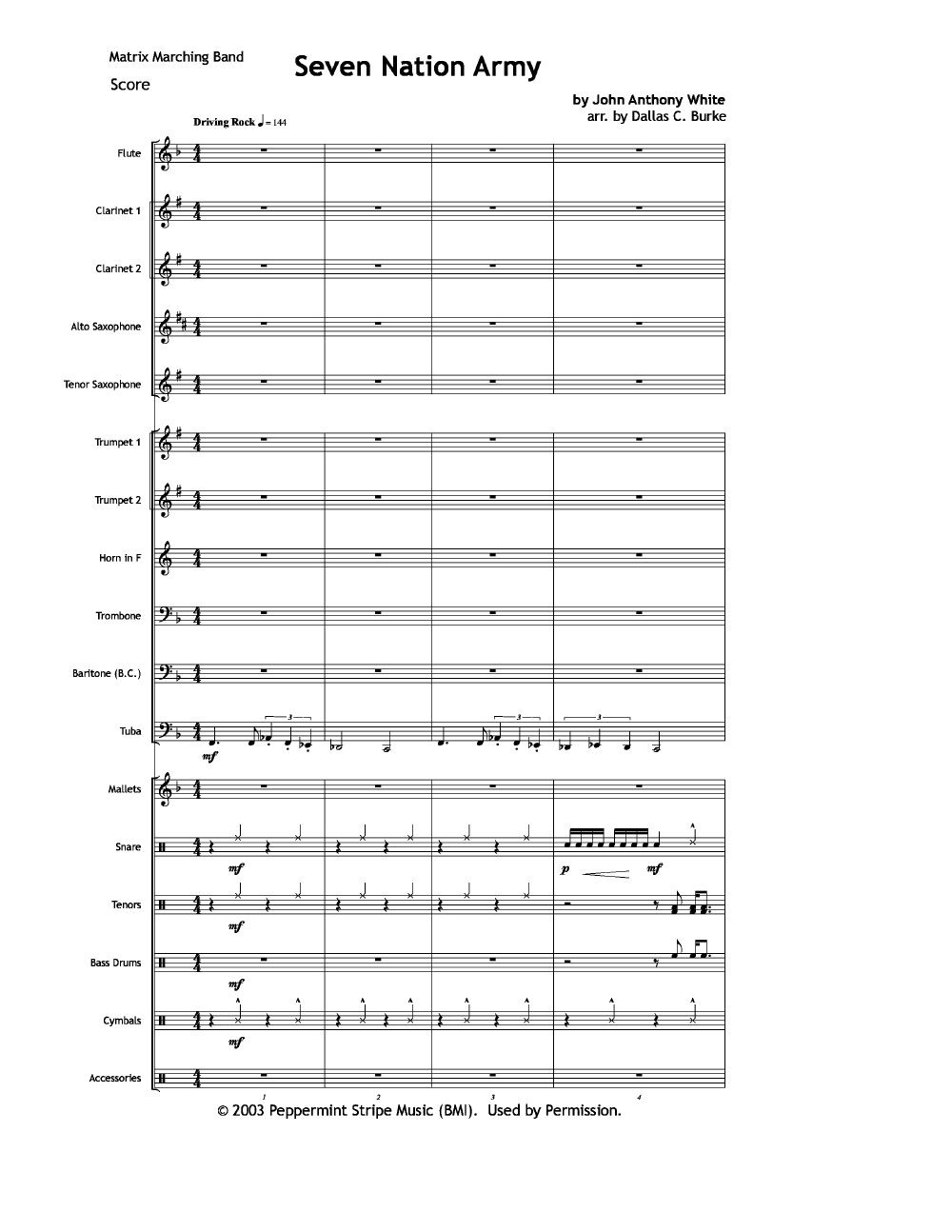 Seven Nation Army Notes Bass