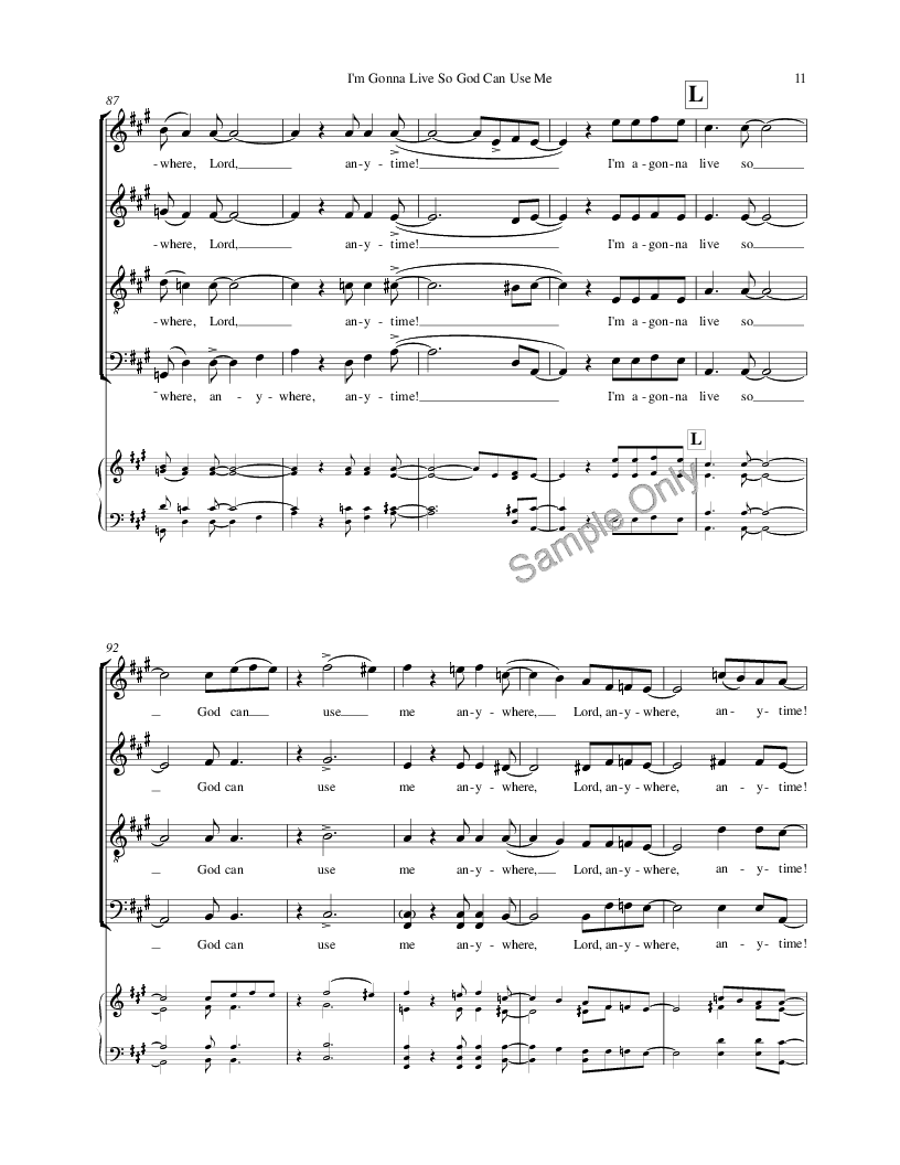 I'm Gonna Live So God Can Use Me (SATB ) by | J.W. Pepper Sheet Music