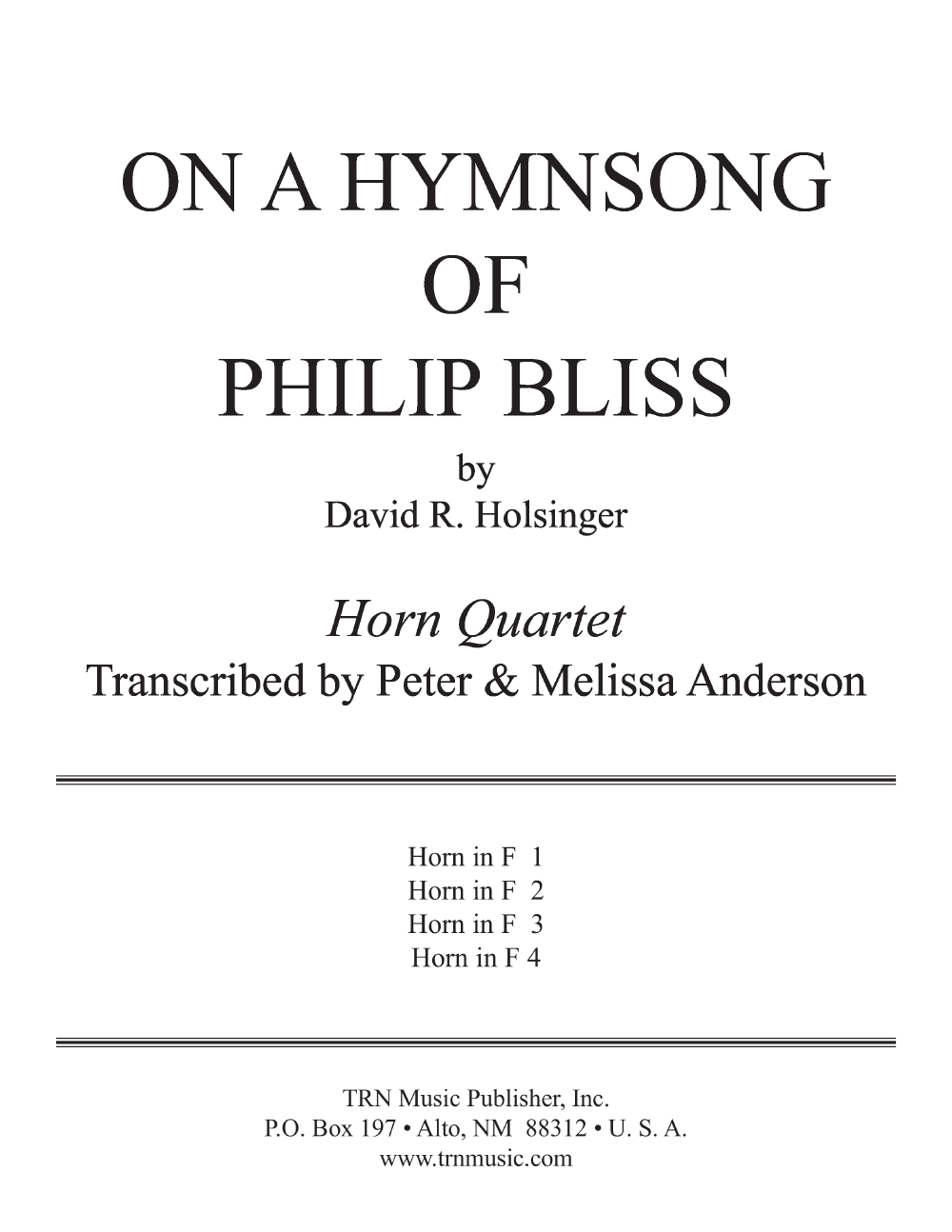 On a Hymnsong of Philip Bliss (Horn in F Qua | J.W. Pepper Sheet Music