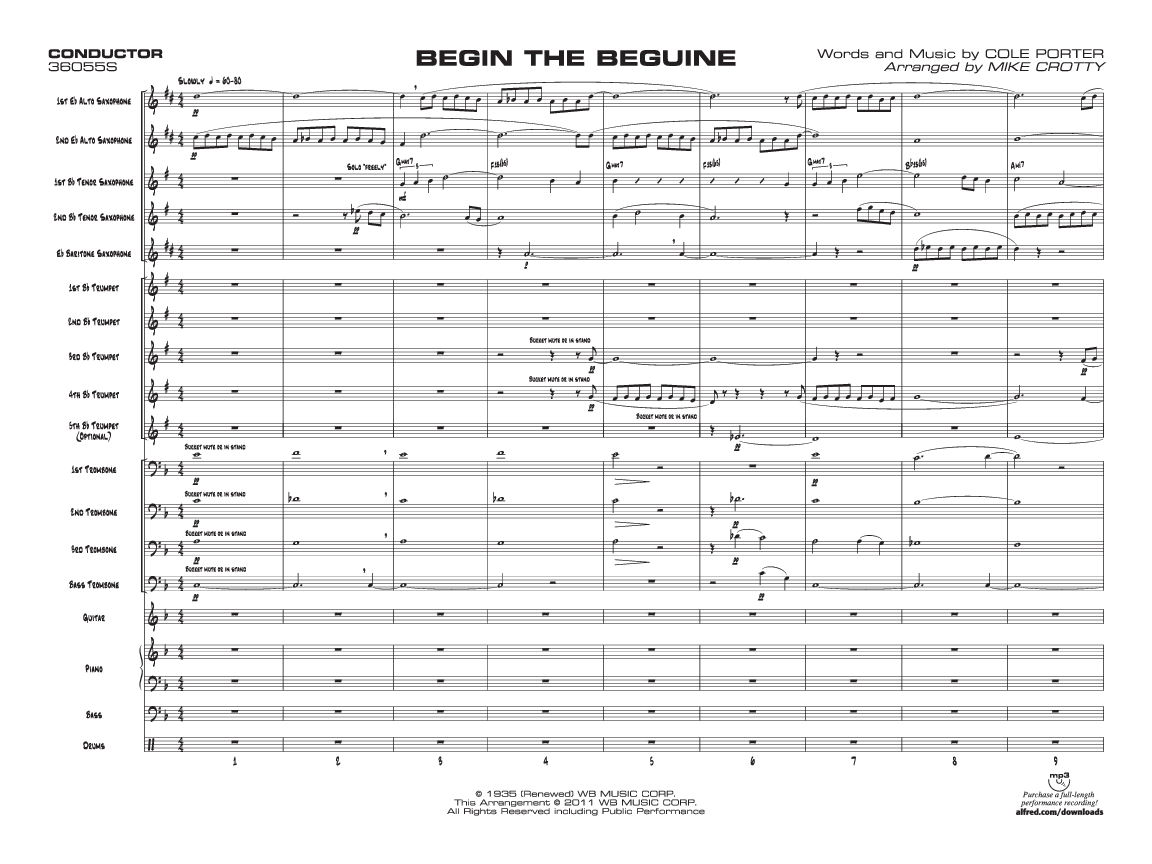 Begin The Beguine By Cole Porter Arr Mike Crotty J W Pepper Sheet Music