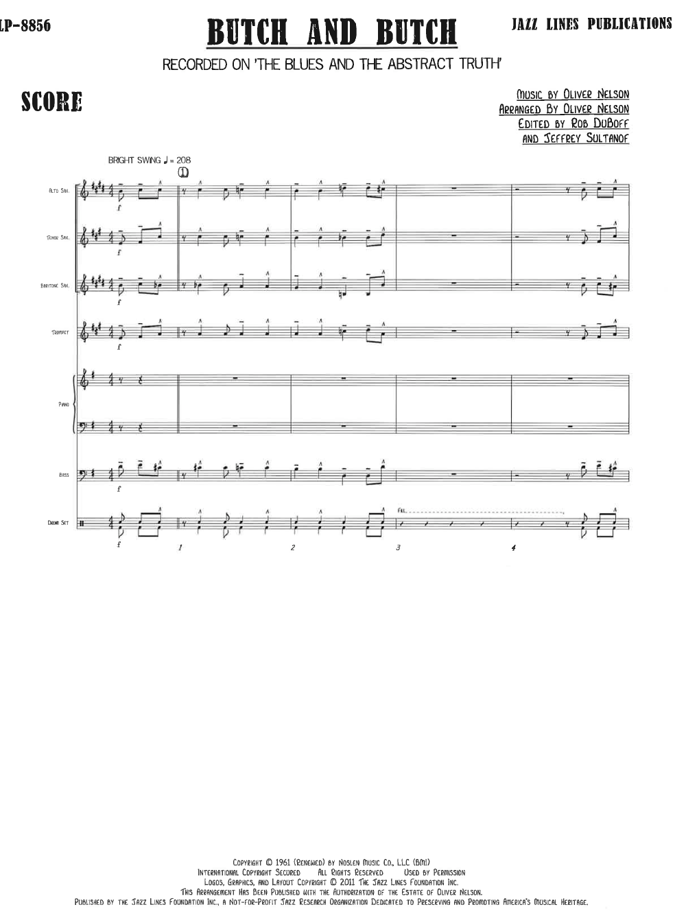 Butch and Butch by Oliver Nelson| J.W. Pepper Sheet Music