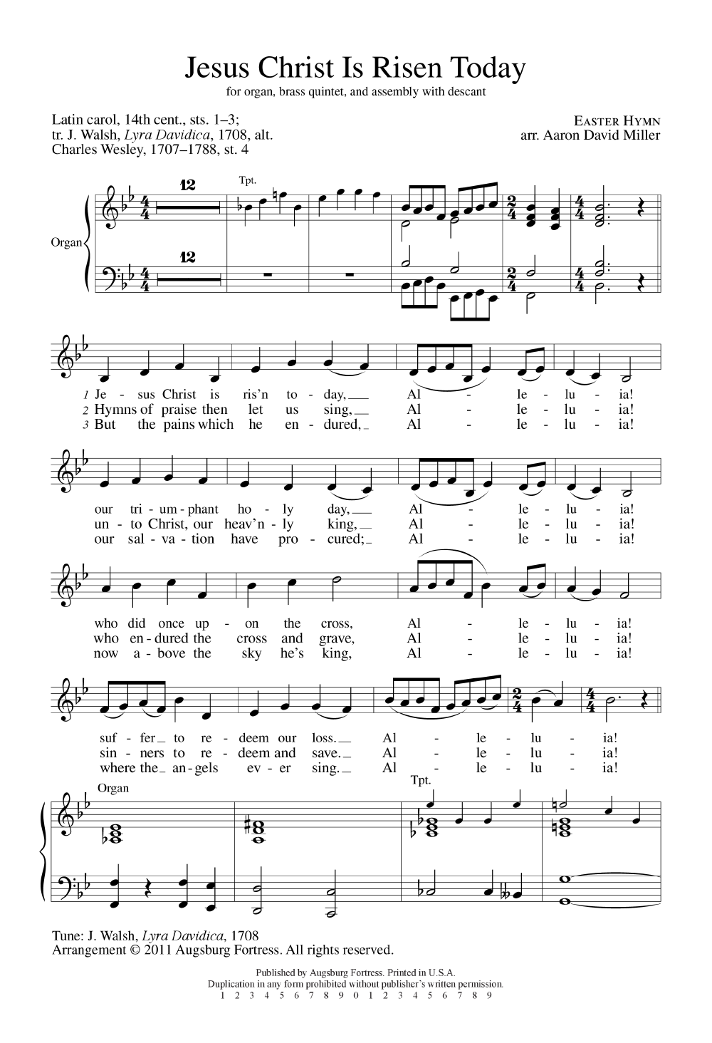 Jesus Christ Is Risen Today (Unison ) Arr. | J.W. Pepper Sheet Music