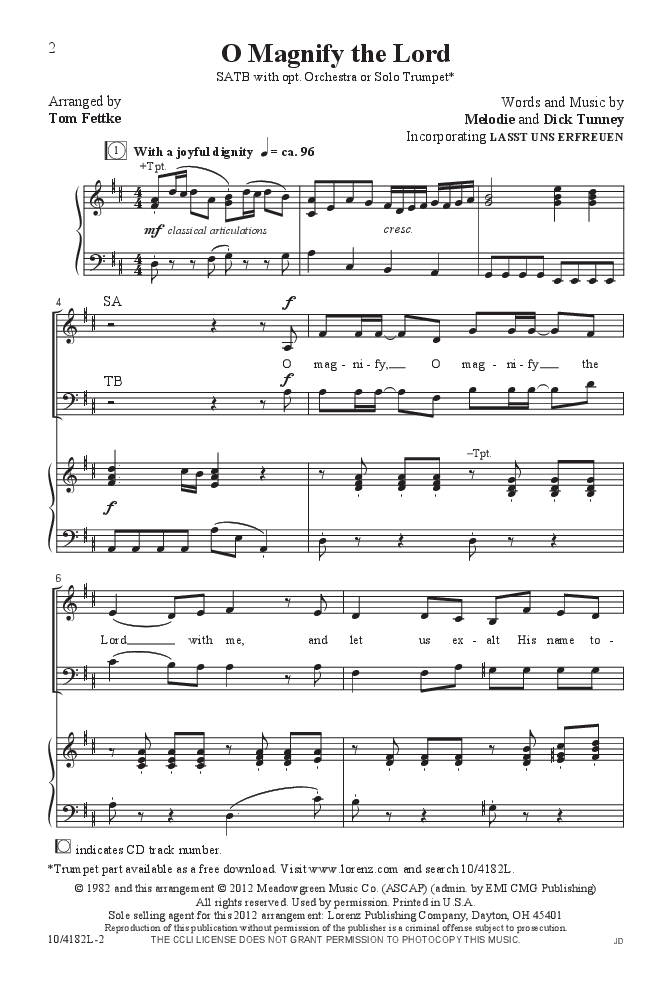 O Magnify the Lord (SATB ) by Melodie Tunney | J.W. Pepper Sheet Music