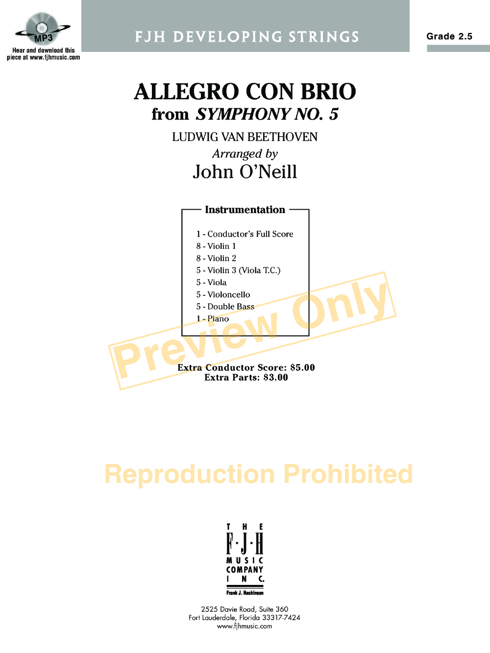 Allegro Con Brio By Ludwig Van Beethoven Arr Joh J W Pepper