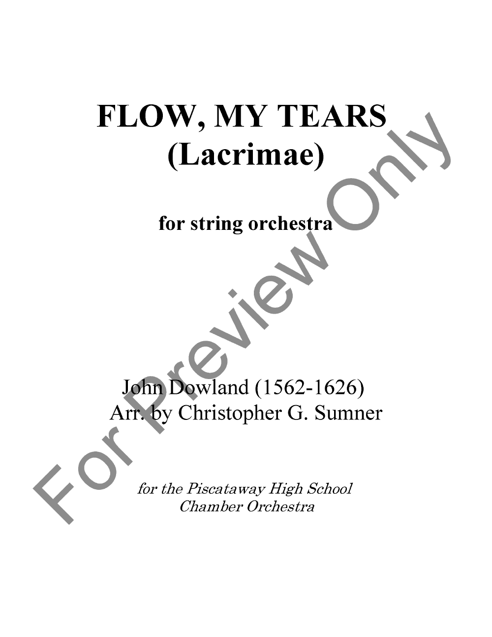 Flow My Tears By John Dowlandarr Christopher S Jw Pepper Sheet Music 8641