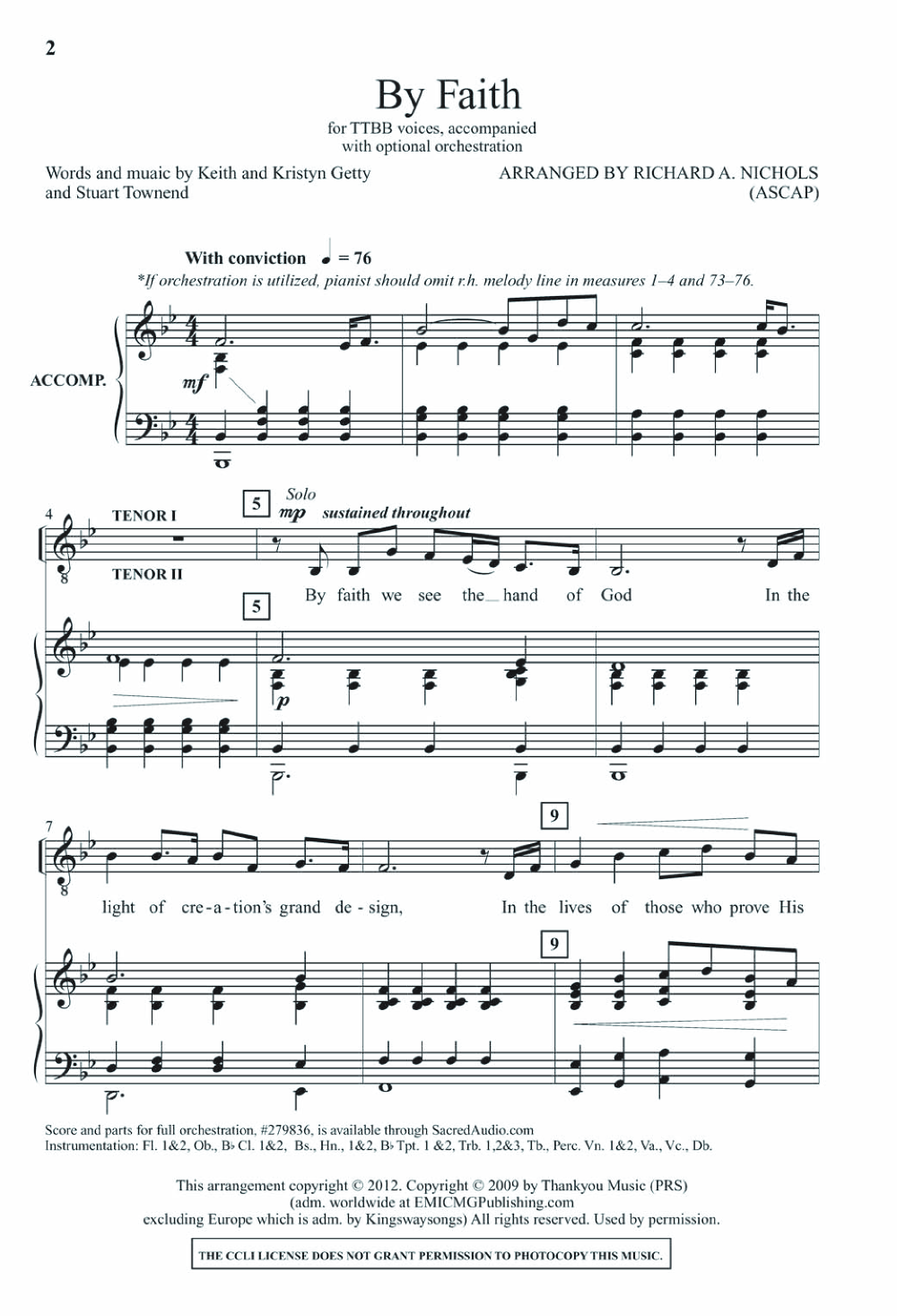 By Faith (TTBB ) By Keith & Kristyn Getty & | J.W. Pepper Sheet Music