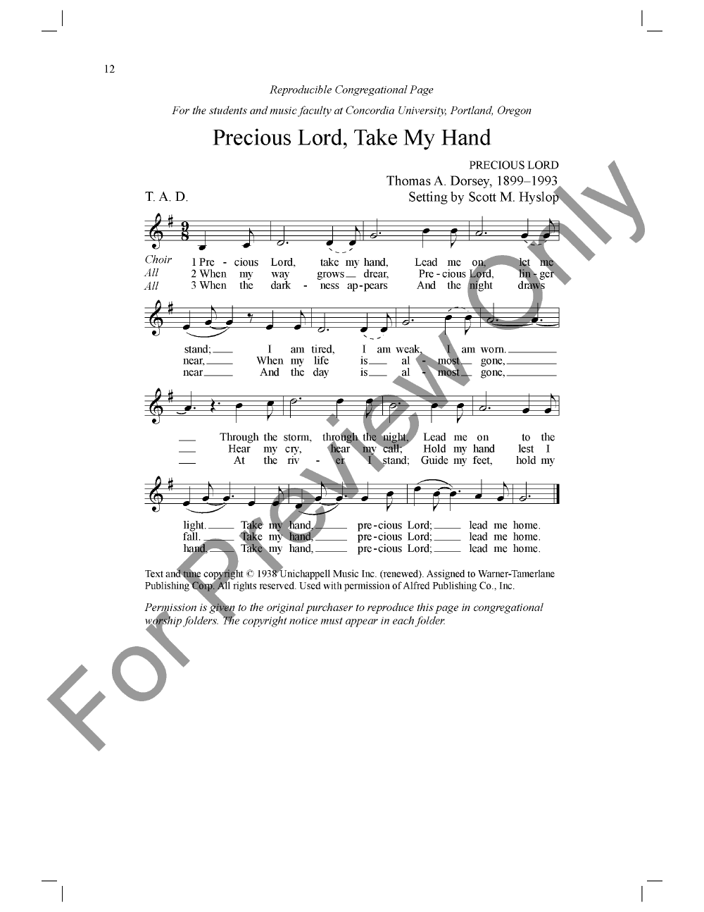 Precious Lord, Take My Hand (SATB ) By Scot | J.W. Pepper Sheet Music