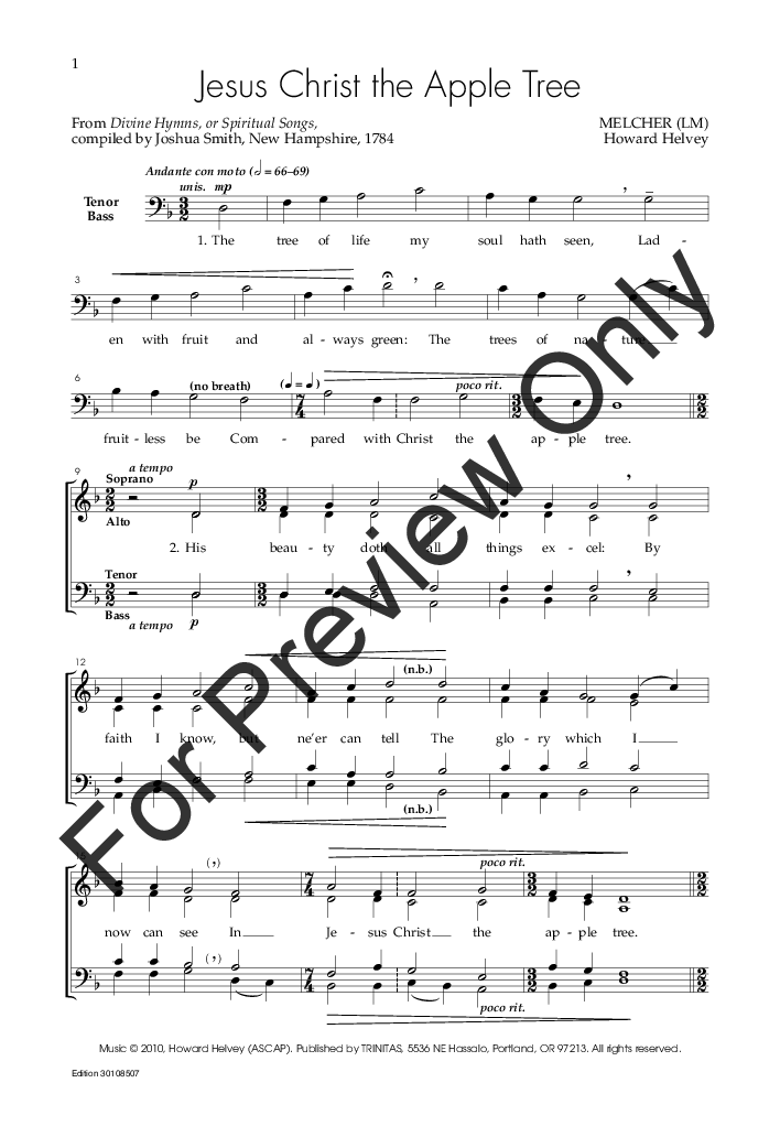 Jesus Christ The Apple Tree Satb By Howa Jw Pepper Sheet Music 0191