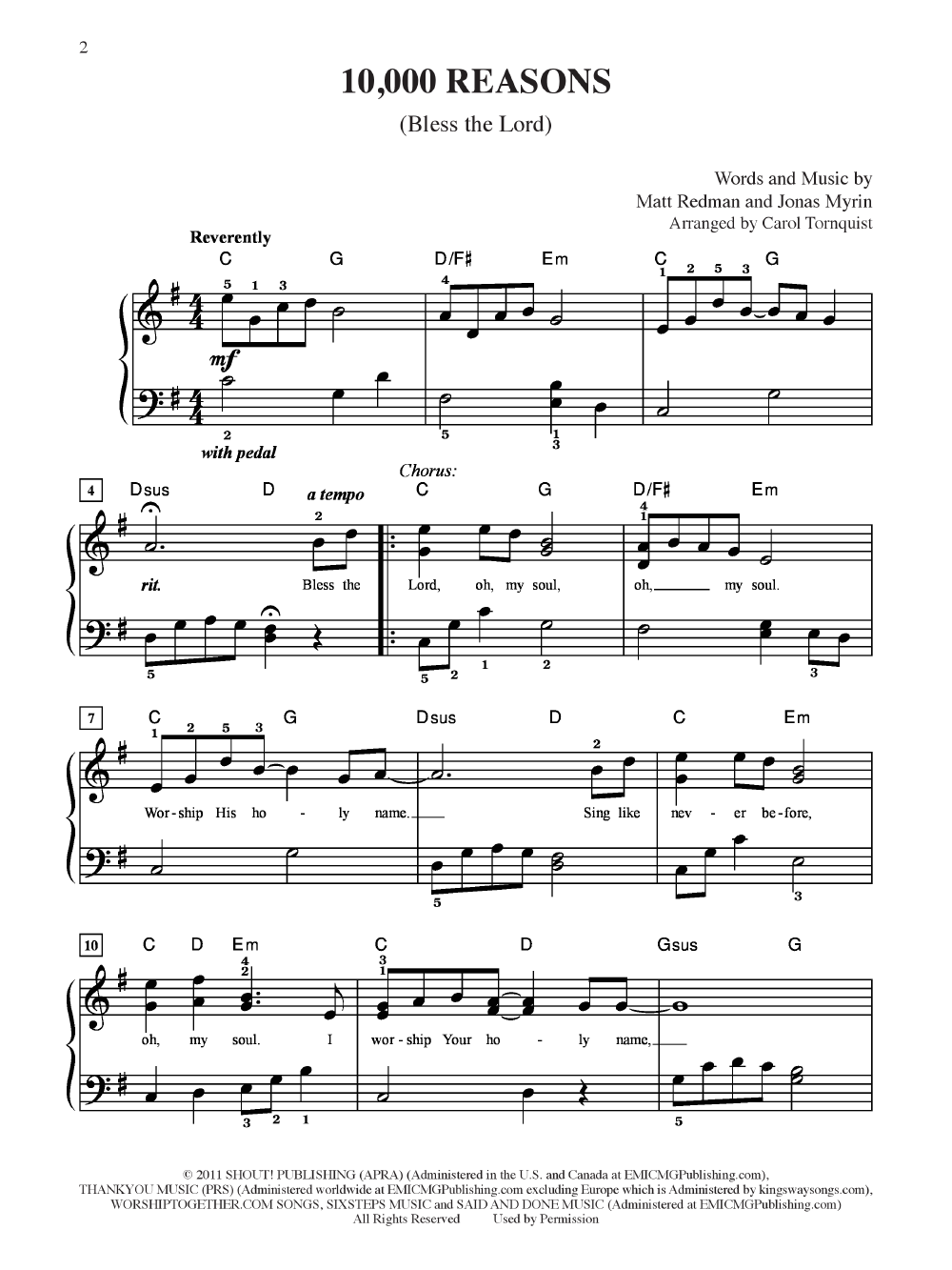 10,000 Reasons By Matt Redman| J.W. Pepper Sheet Music