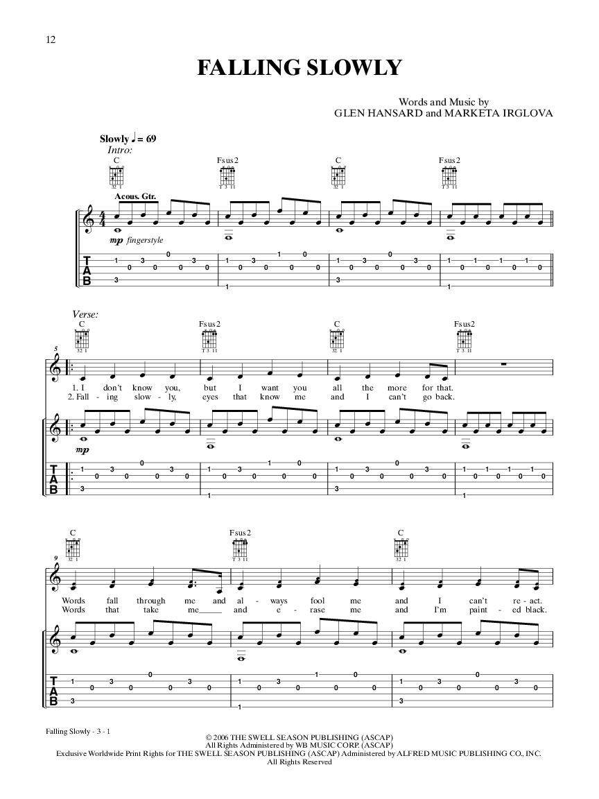 Falling slowly. Falling slowly Glen Hansard, Marketa Irglova. If you want me Marketa Irglova easy Notes.