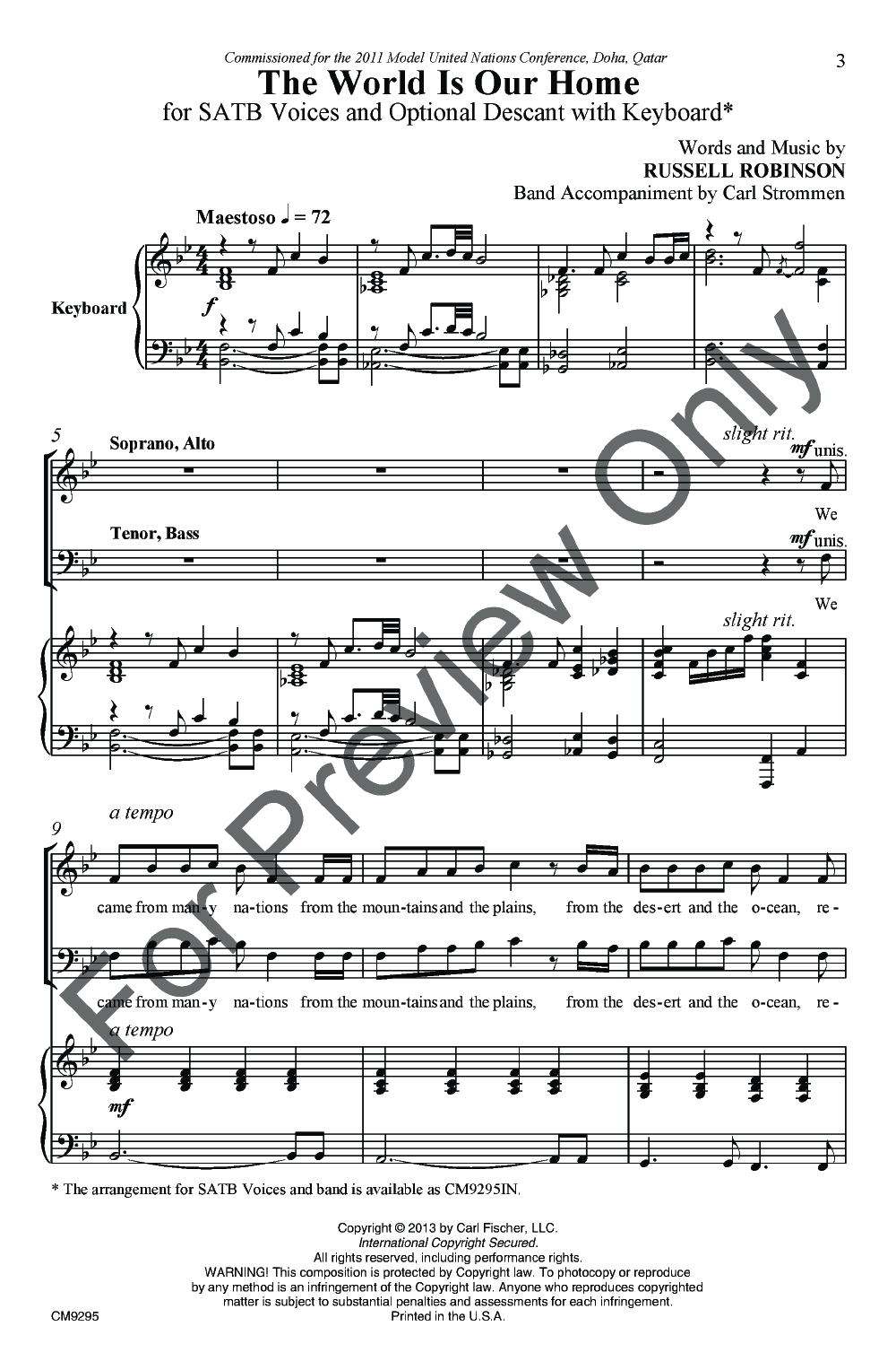 The World Is Our Home Satb By Russell Rob J W Pepper Sheet Music