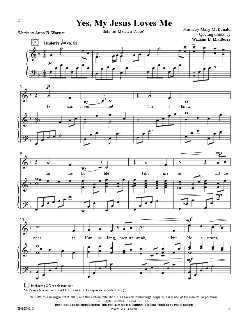 Yes, My Jesus Loves Me (Medium Solo ) b | J.W. Pepper Sheet Music