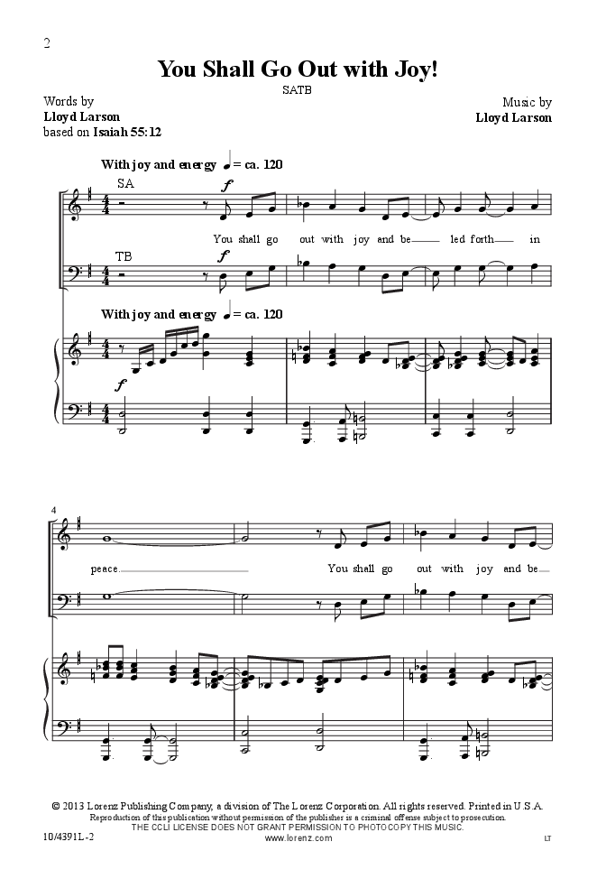 You Shall Go Out with Joy (SATB ) by Lloyd L | J.W. Pepper Sheet Music