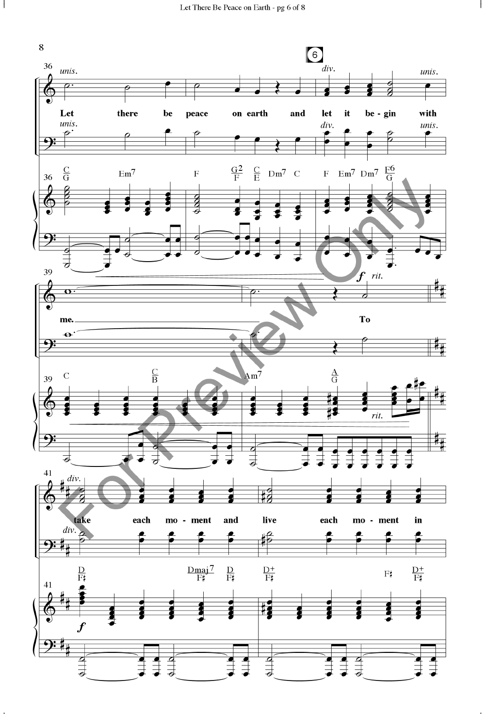 Let There Be Peace On Earth Satb By Sy Mi Jw Pepper Sheet Music