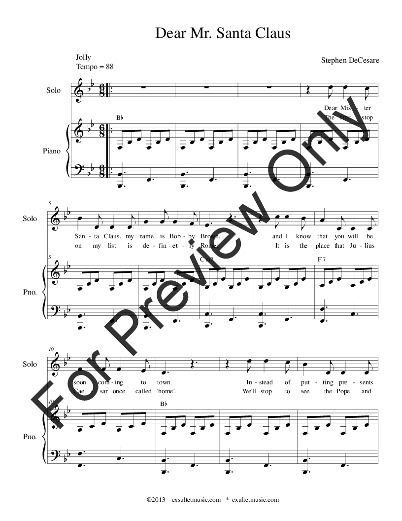 Dear Mr. Santa Claus (Vocal Vocal Score | J.W. Pepper Sheet Music