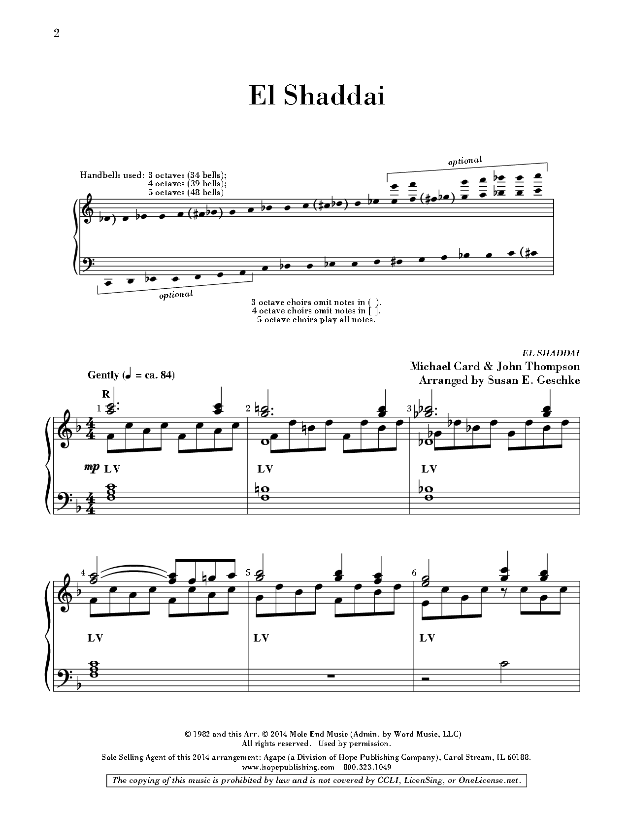 El Shaddai By Michael Card And John Thompsonarr S Jw Pepper Sheet Music