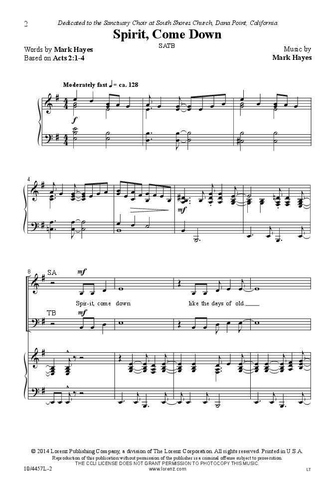 Spirit Come Down (SATB ) by Mark Hayes| J.W. Pepper Sheet Music