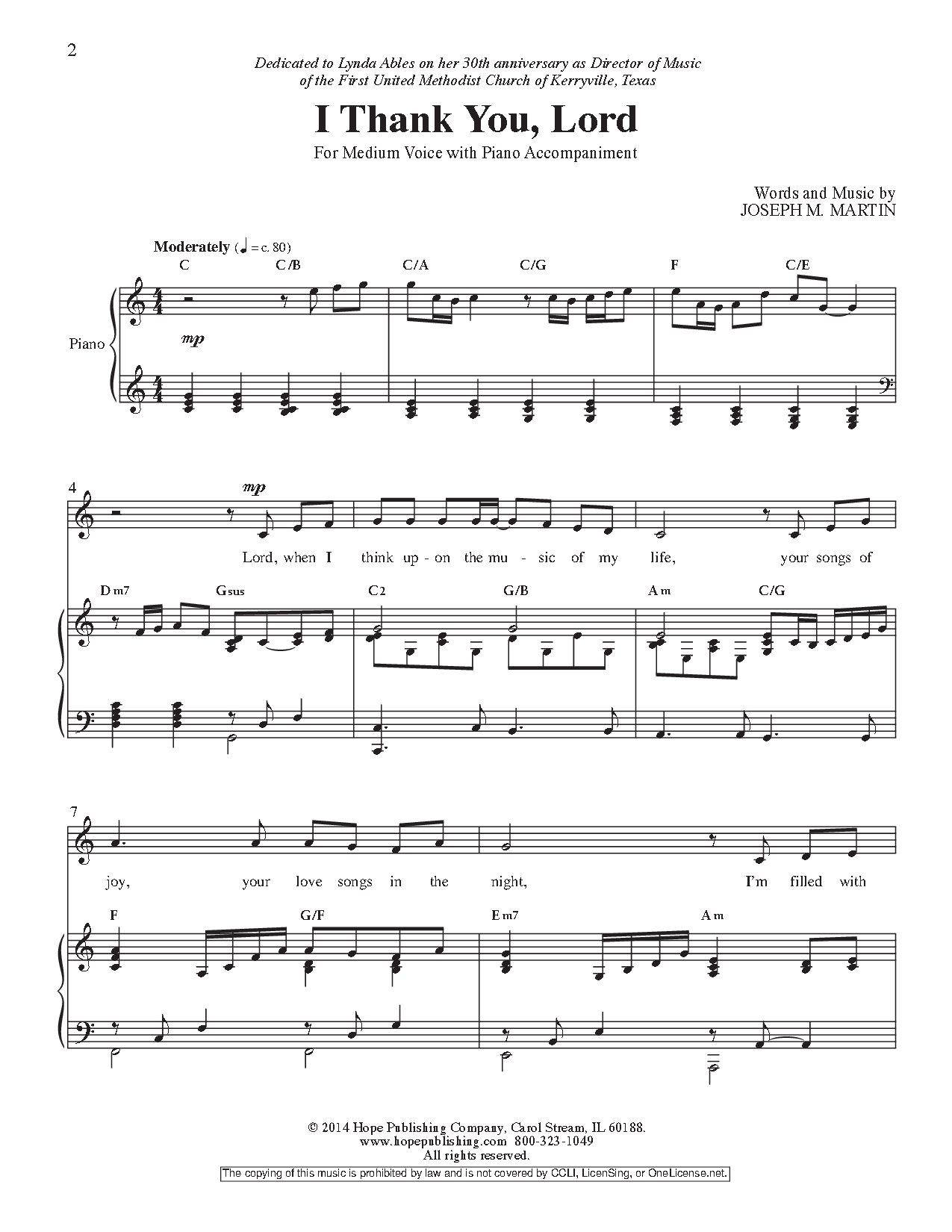 I Thank You, Lord (Medium Solo ) by Jos | J.W. Pepper Sheet Music