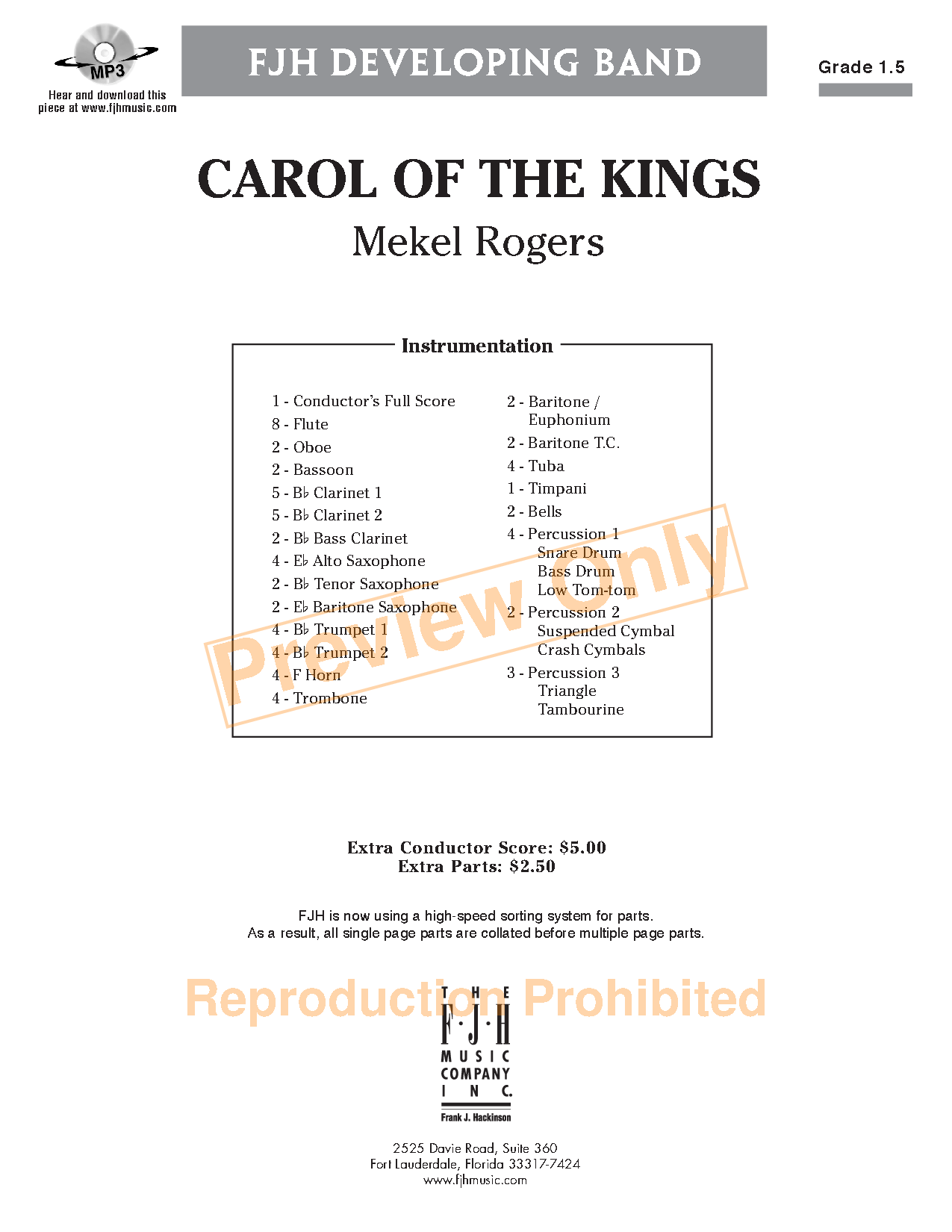 Carol Of The Kings Arr Mekel Rogers J W Pepper Sheet Music