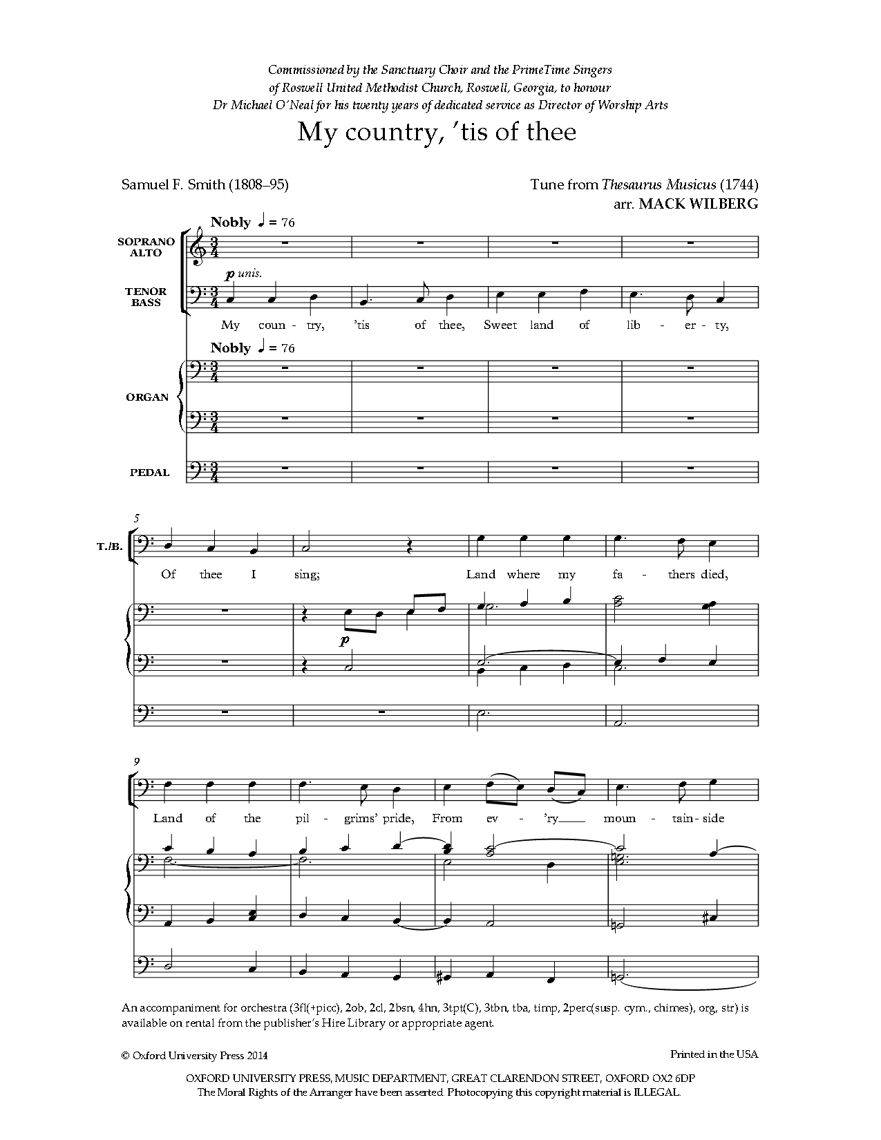 My Country Tis Of Thee SATB By Mack Wilb J W Pepper Sheet Music   10480149 1 