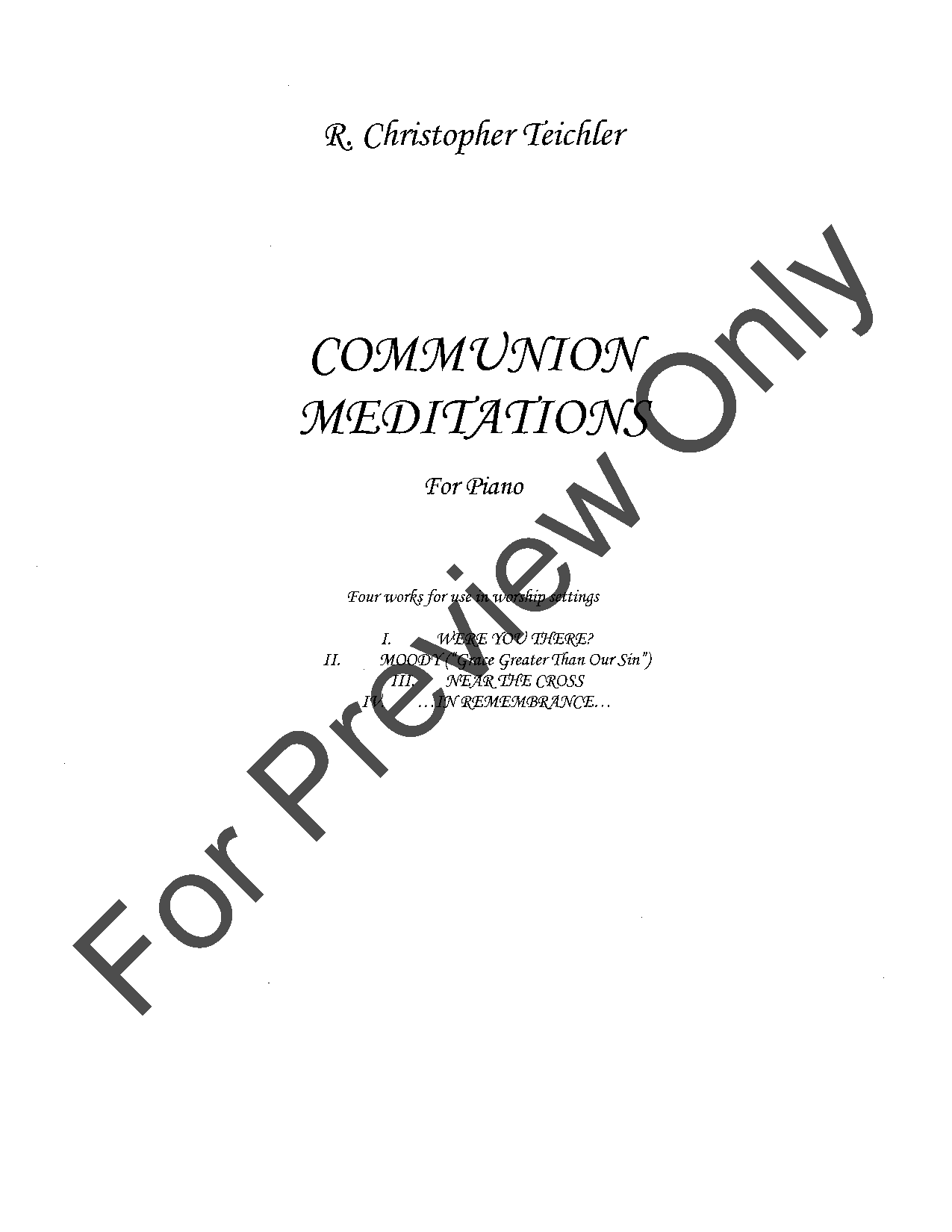 Communion Meditations by R. Christopher Teichler J.W. Pepper Sheet Music