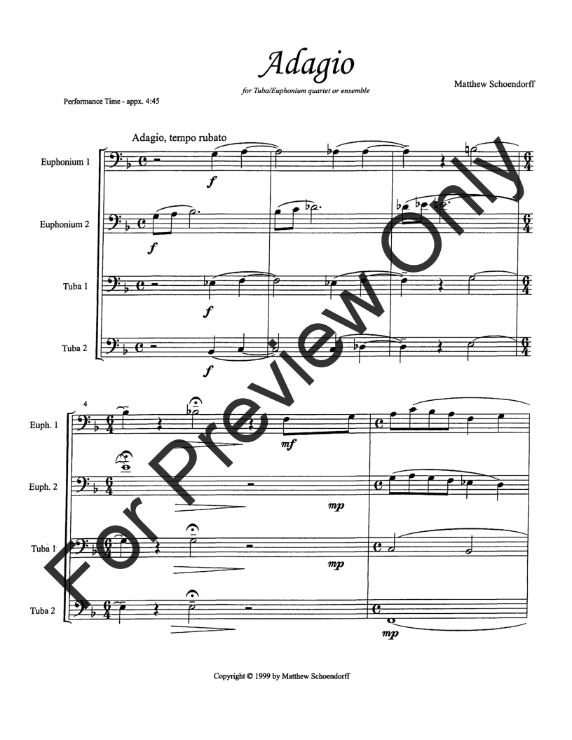 Adagio 2 Baritones 2 Tubas Quartet J W Pepper Sheet Music