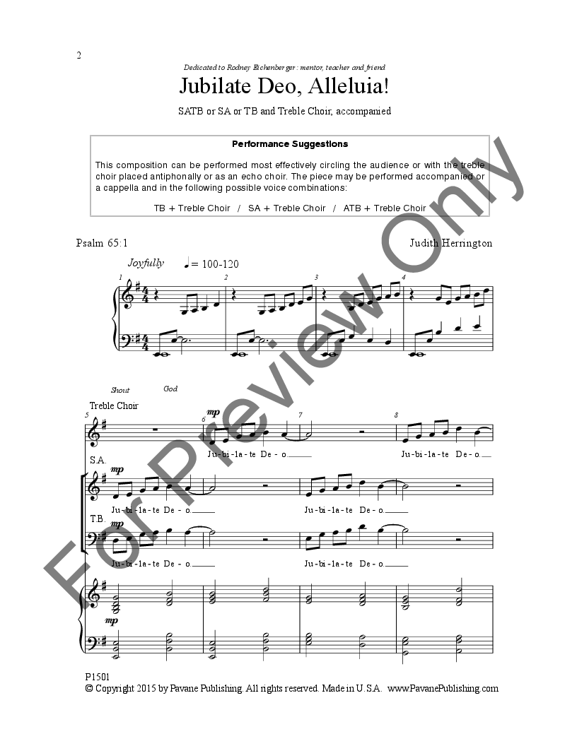 Jubilate Deo Alleluia Satb Or Sa Or Tb Wit Jw Pepper Sheet Music