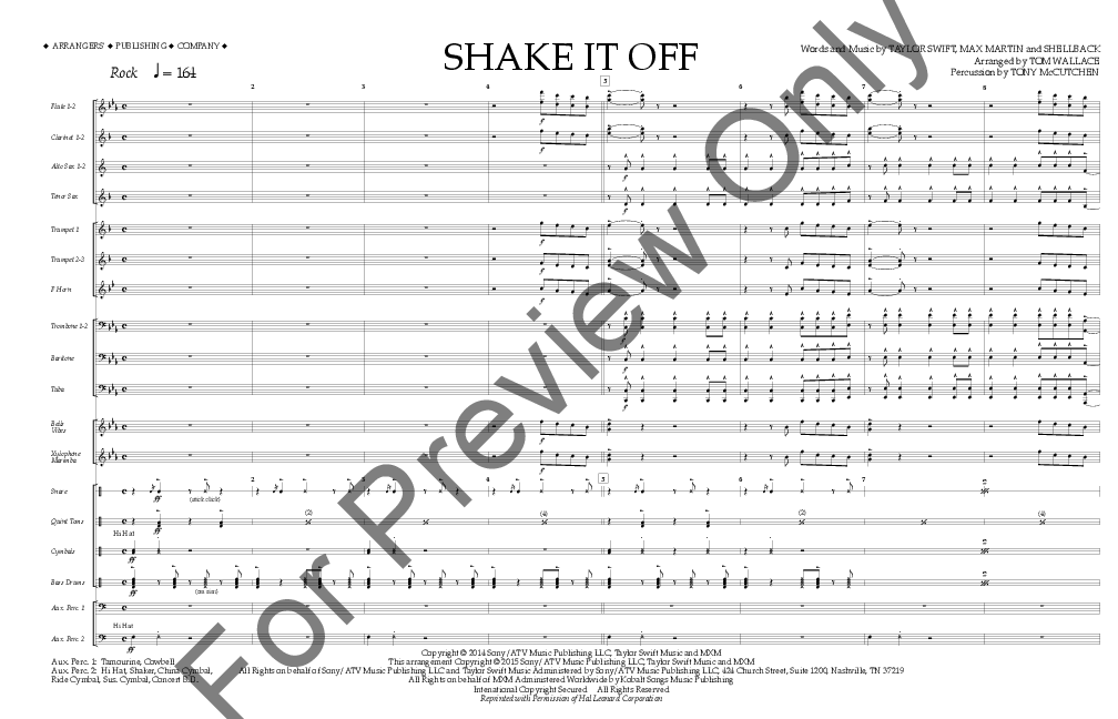 Shake It Off Arr Tom Wallace J W Pepper Sheet Music