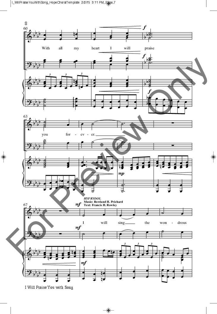 I Will Praise You with a Song (SATB ) by Jos | J.W. Pepper Sheet Music