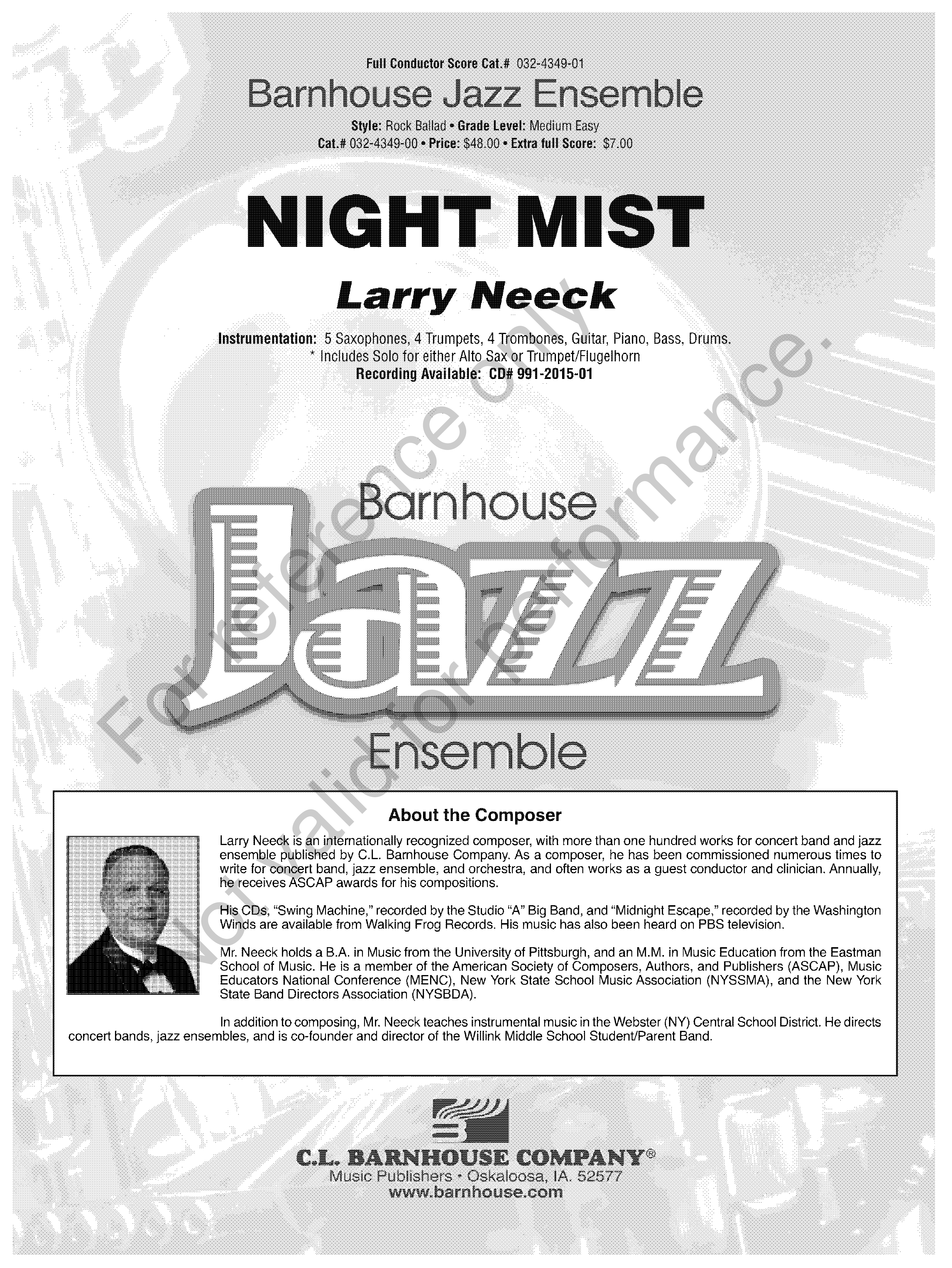 Night Mist By Larry Neeck J W Pepper Sheet Music