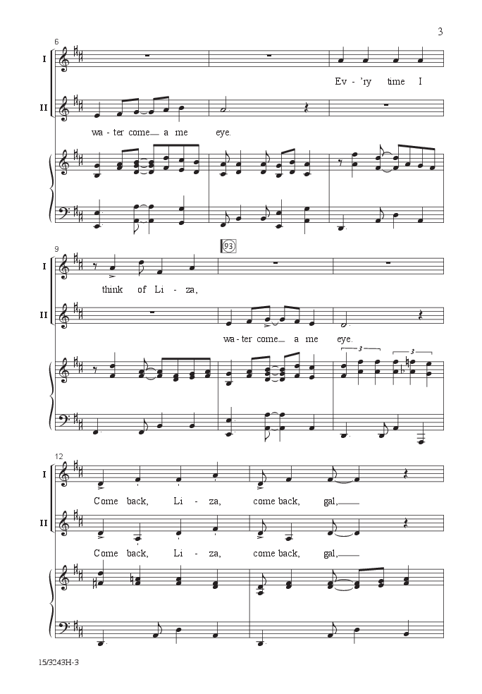 Water Come a Me Eye (Two-Part ) arr. Victor | J.W. Pepper Sheet Music