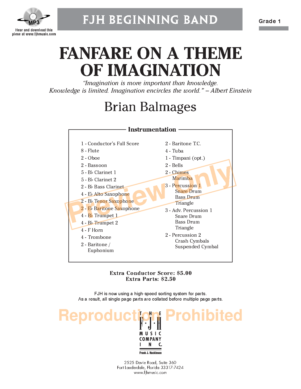 Fanfare on a Theme of Imagination by Brian Balmag | J.W. Pepper Sheet Music