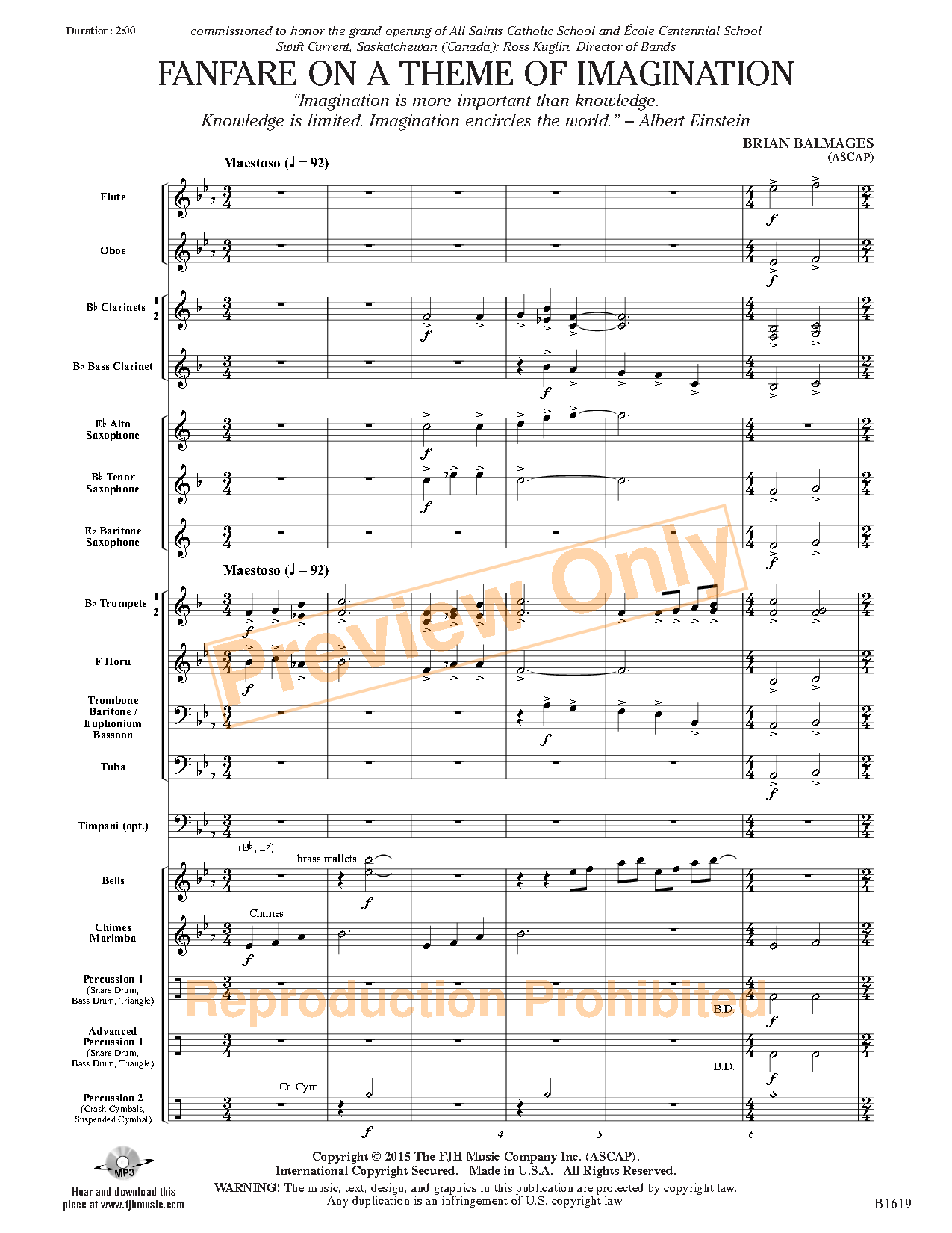 Fanfare on a Theme of Imagination by Brian Balmag | J.W. Pepper Sheet Music