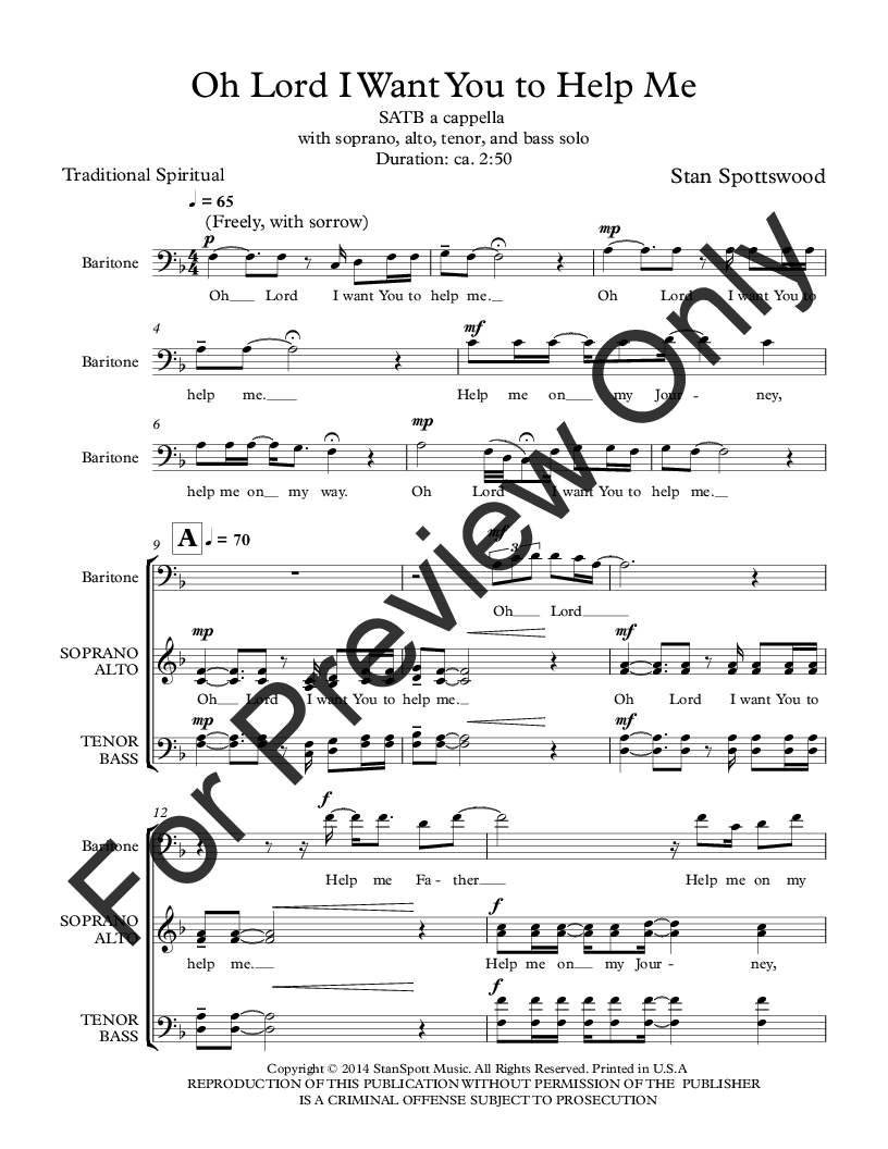 Oh Lord I Want You to Help Me (SATB ) by Tra | J.W. Pepper Sheet Music