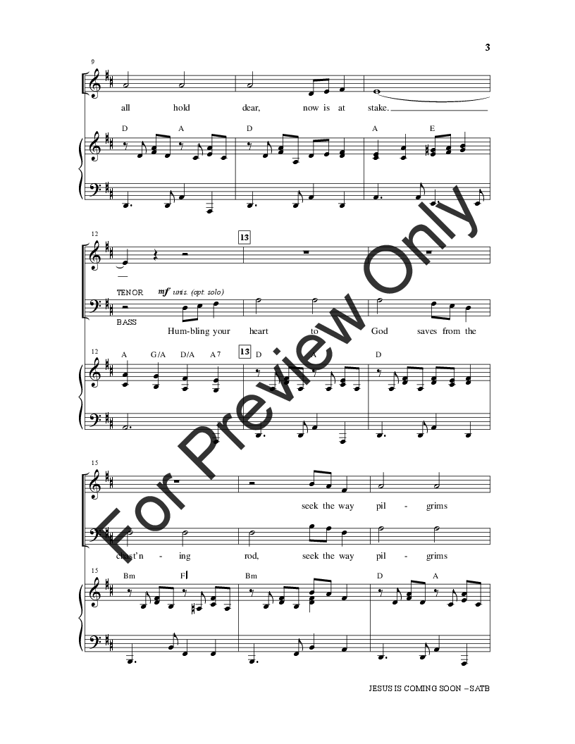 Jesus Is Coming Soon (SATB ) by R.E. Winsett | J.W. Pepper Sheet Music