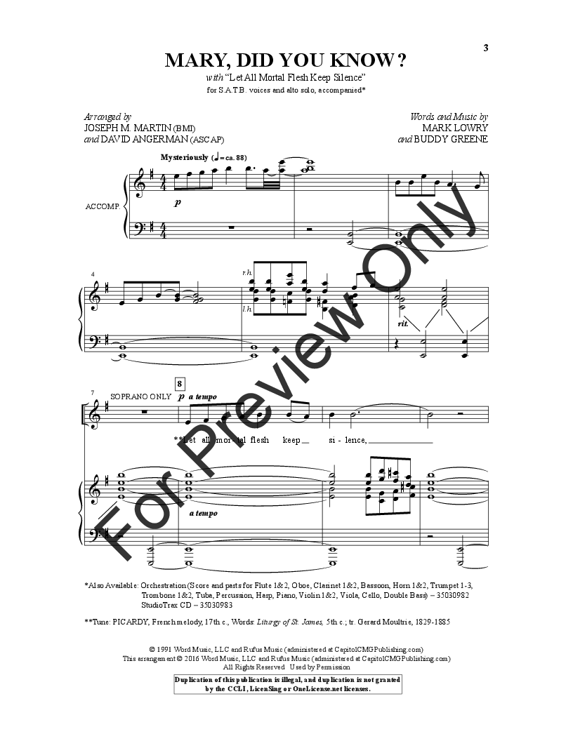 Mary Did You Know Trumpet Sheet Music Free