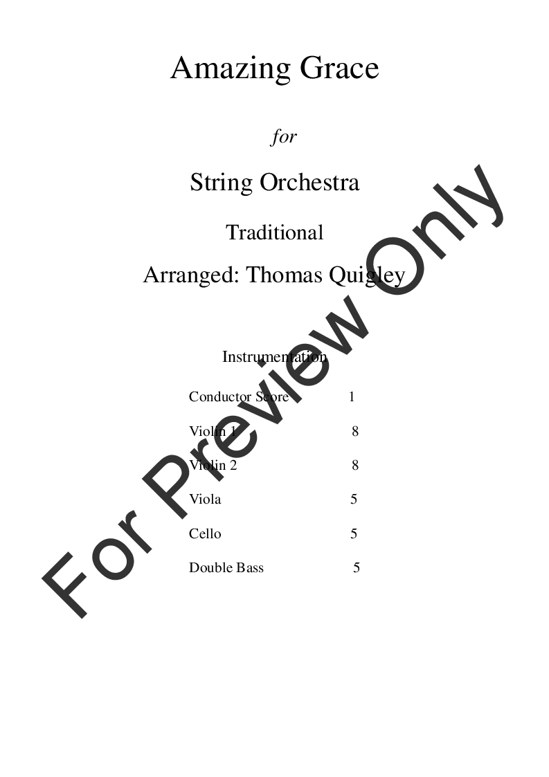 Amazing Grace (String Orchestra) by Traditional / | J.W. Pepper Sheet Music